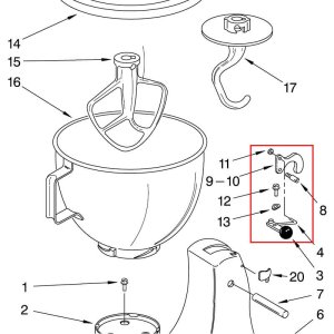 Bild 1 zu Artikel KitchenAid Arretierhebel-Einbausatz Nr. 9 – Verriegelung komplett für K45-Typ 